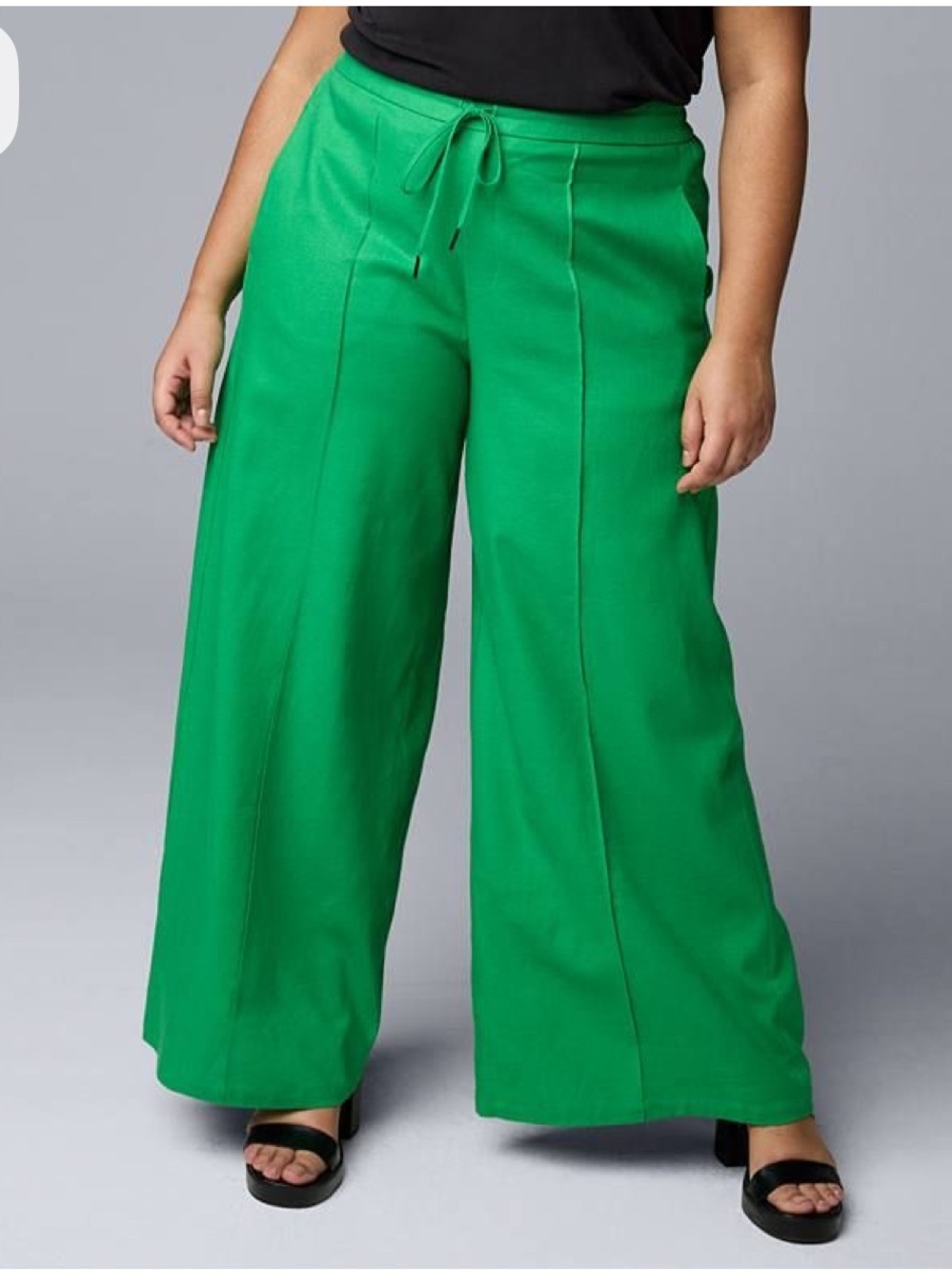 Simply Vera Vera Wang Vibrant Green Wide-Leg Linen-Blend Pants